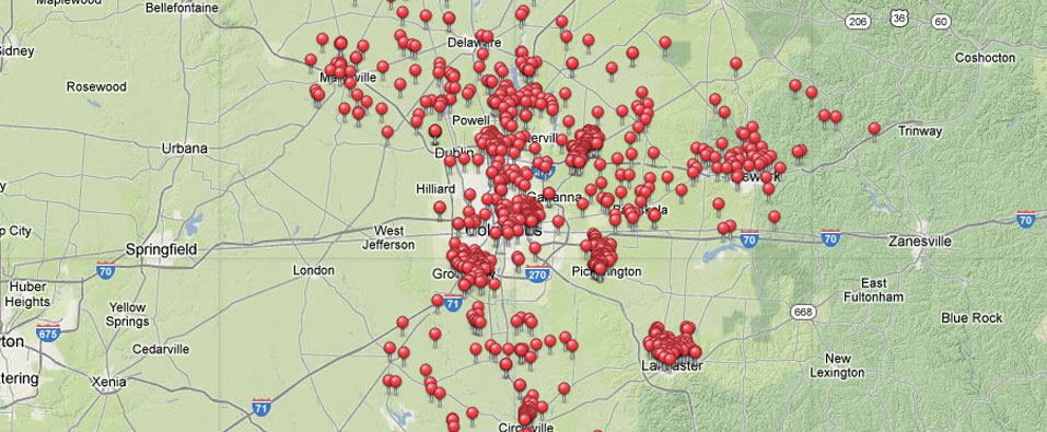 Columbus, Ohio area map